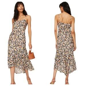 Slate & Willow Dress Leopard Animal Print Midi Sleeveless Party Black Orange XS